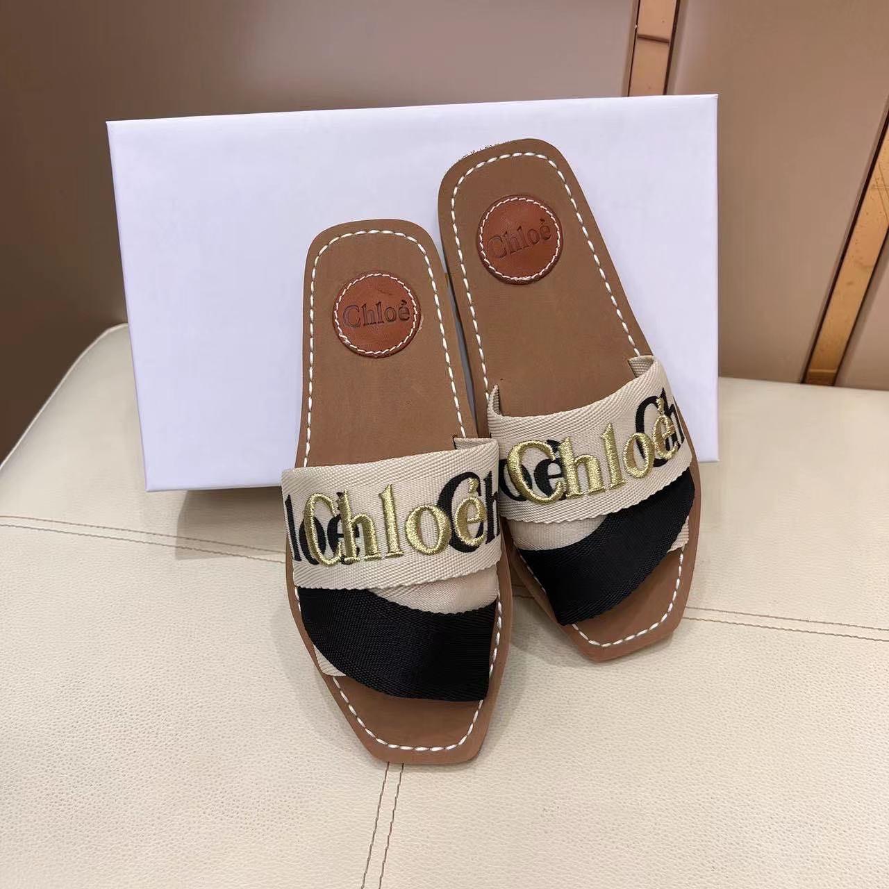 Off-White and Black Woody Flat Mules