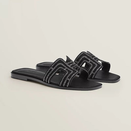 Glitter Black Oran Sandals