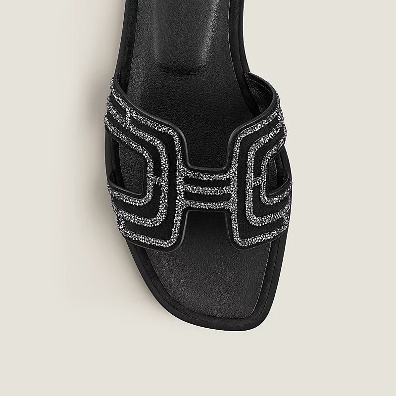 Glitter Black Oran Sandals